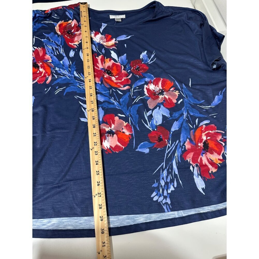 Christopher & Banks Women's Placed Floral Shirred Shoulder Embellished size 3X - Picture 7 of 8